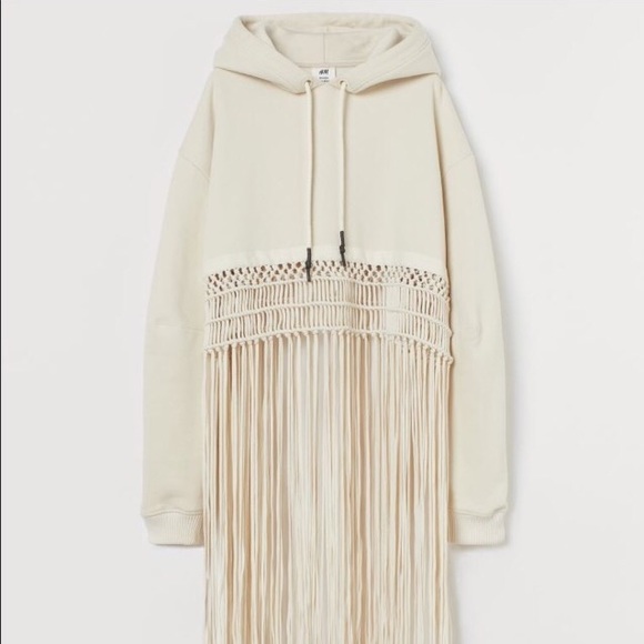 H&M Studio S/S 2021 Fringed Sweatshirt Hoodie - Picture 2 of 4